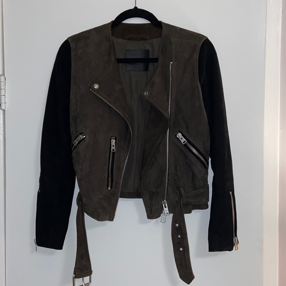 All Saints Suede Biker Jacket S - Picture 5 of 13